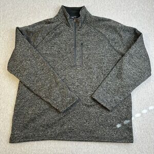 Eddie Bauer Sweater Mens XXL Gray Quarter Button Fleece Sweatshirt Outdoors